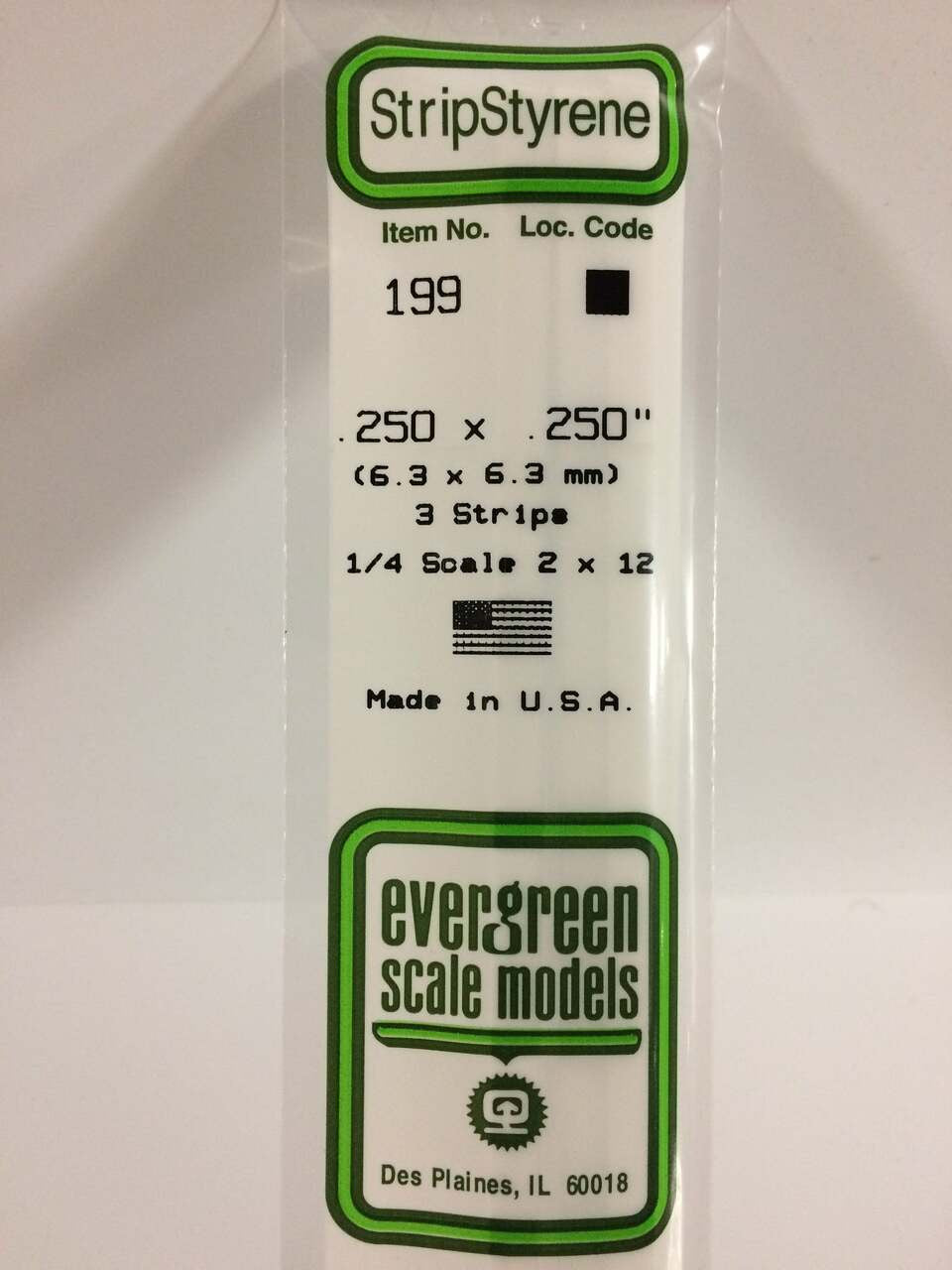 Evergreen Scale Models Strip Styrene .250 x .250 3 199